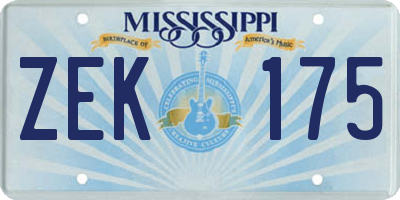 MS license plate ZEK175