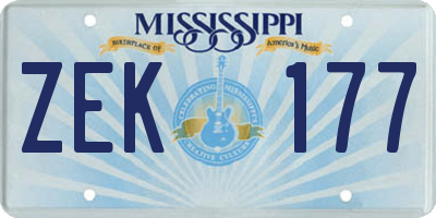 MS license plate ZEK177