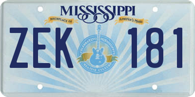 MS license plate ZEK181