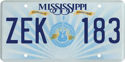 MS license plate ZEK183
