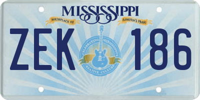 MS license plate ZEK186