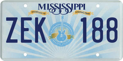 MS license plate ZEK188