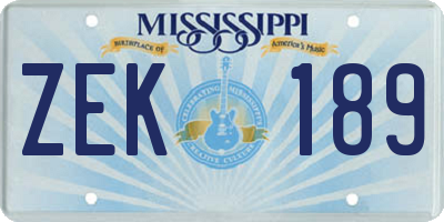 MS license plate ZEK189