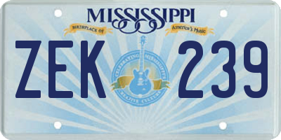 MS license plate ZEK239