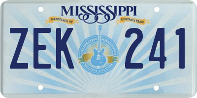 MS license plate ZEK241
