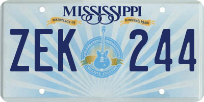 MS license plate ZEK244
