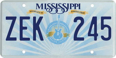 MS license plate ZEK245