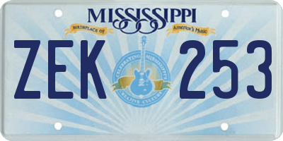 MS license plate ZEK253