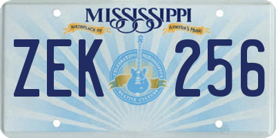 MS license plate ZEK256