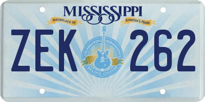 MS license plate ZEK262