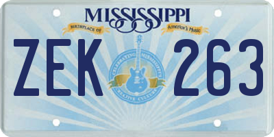 MS license plate ZEK263