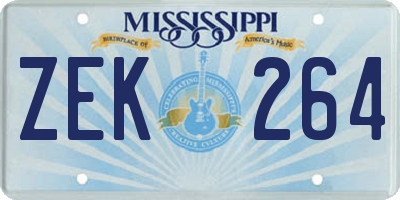 MS license plate ZEK264