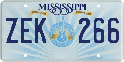MS license plate ZEK266
