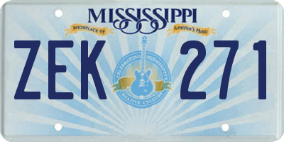MS license plate ZEK271