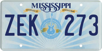 MS license plate ZEK273