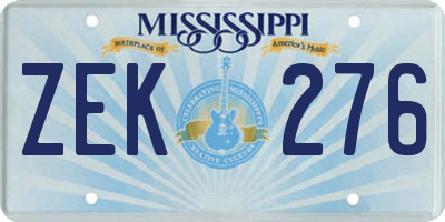 MS license plate ZEK276