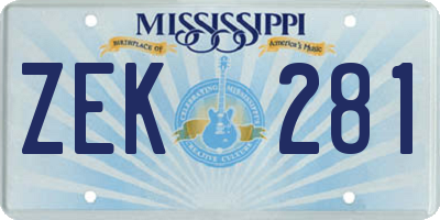 MS license plate ZEK281