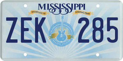 MS license plate ZEK285