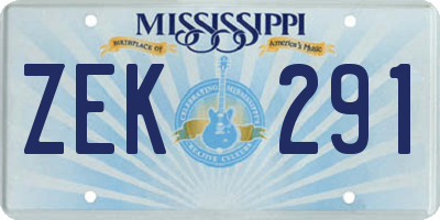 MS license plate ZEK291