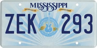 MS license plate ZEK293