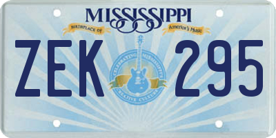 MS license plate ZEK295