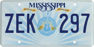 MS license plate ZEK297