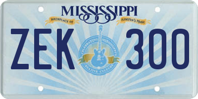 MS license plate ZEK300