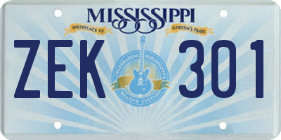 MS license plate ZEK301