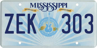 MS license plate ZEK303