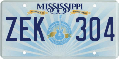 MS license plate ZEK304