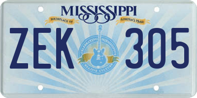 MS license plate ZEK305