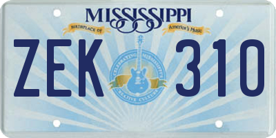 MS license plate ZEK310