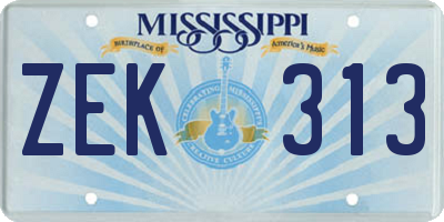 MS license plate ZEK313
