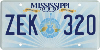 MS license plate ZEK320