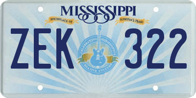 MS license plate ZEK322