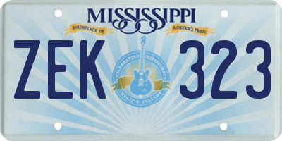 MS license plate ZEK323
