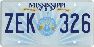 MS license plate ZEK326