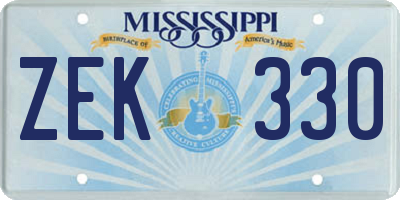 MS license plate ZEK330