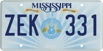 MS license plate ZEK331