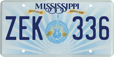 MS license plate ZEK336