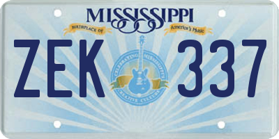 MS license plate ZEK337