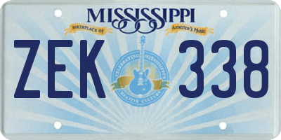 MS license plate ZEK338