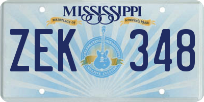 MS license plate ZEK348