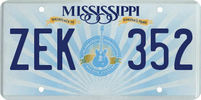 MS license plate ZEK352