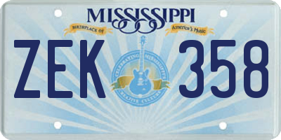 MS license plate ZEK358