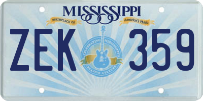 MS license plate ZEK359