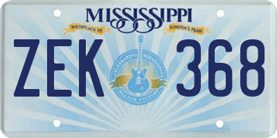 MS license plate ZEK368