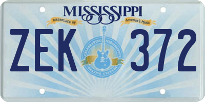 MS license plate ZEK372
