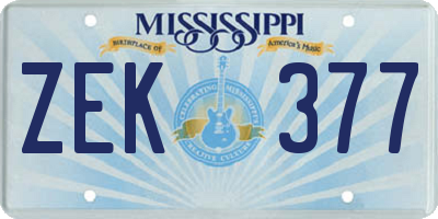 MS license plate ZEK377