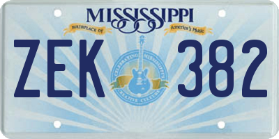 MS license plate ZEK382